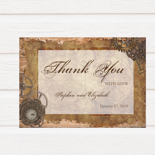 Wedding Steampunk Vintage Victorian Thank You Card (Creator Uploaded)