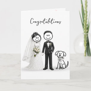 Wedding Stick Figures with Best Man Dog Card