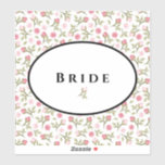 Wedding Sticker Bride Roses<br><div class="desc">This wedding sticker is for the bride. Petite and sweet pink roses adorn the sticker with an oval of black and white with the text of bride inside with a single soft pink rose image. Makes a quick lovely sign for the brides dressing room door even. Customise this item or...</div>