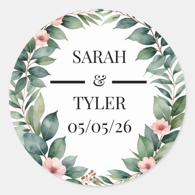 WEDDING STICKER EUCALYPTUS WREATH (Front)