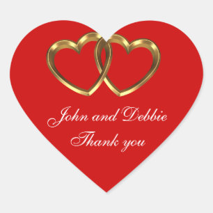 Wedding sticker for Thank you favours 3D hearts