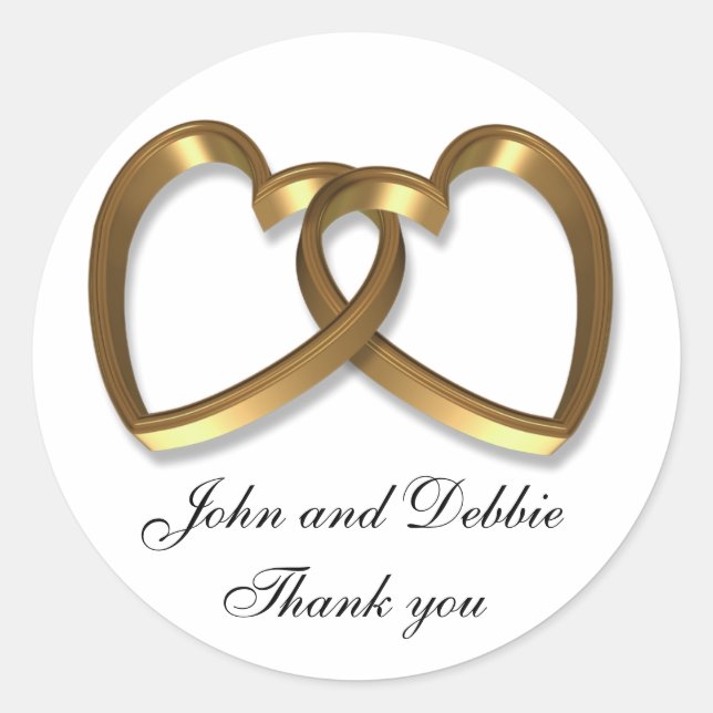 Wedding sticker for Thank you favours 3D hearts (Front)