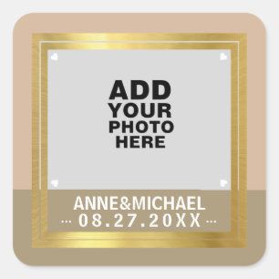 wedding sticker / photo with couples names