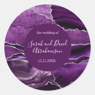 Wedding Sticker Purple and SIlver Glitter Agate