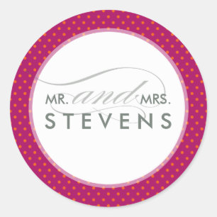 WEDDING STICKER SEAL modern spot pink orange