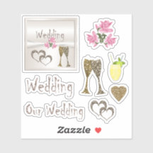 Wedding, sticker set , for scrapbook, festive