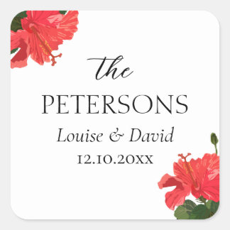 Wedding Sticker with Hibiscus Flowers