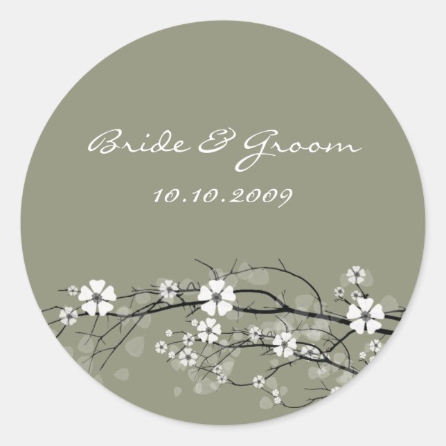 Wedding Stickers blossoms black and white (Front)