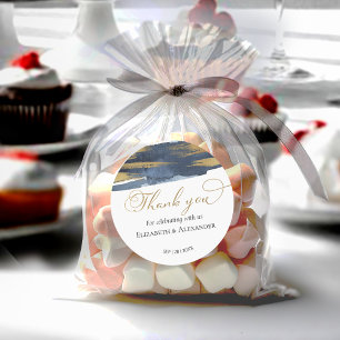 Wedding Stickers   Blue Watercolor Abstract Gilded