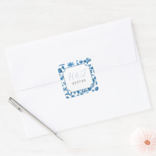 Wedding Stickers Chintz Blue & White Floral Ditsy