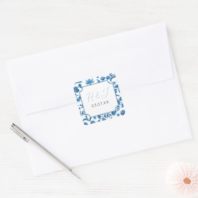 Wedding Stickers Chintz Blue & White Floral Ditsy (Envelope)