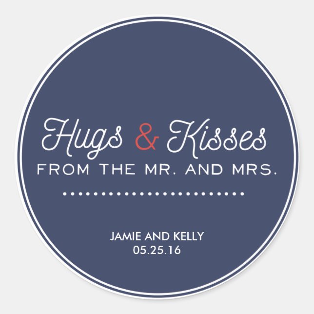 Wedding stickers for navy blue and red wedding (Front)