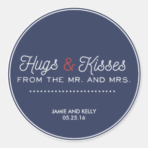 Wedding stickers for navy blue and red wedding