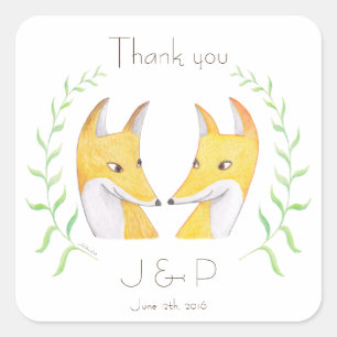 Wedding Stickers Fox Wedding Favour Stickers Foxes