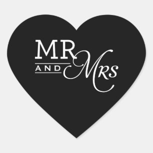 WEDDING STICKERS mr & mrs modern typography black