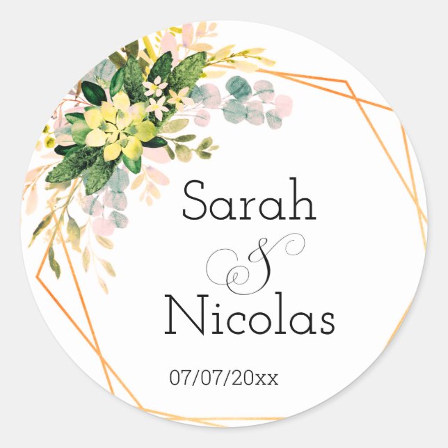 Wedding stickers personalized minimalist (Front)