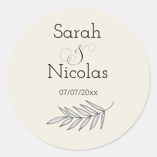Wedding stickers personalized minimalist (Front)