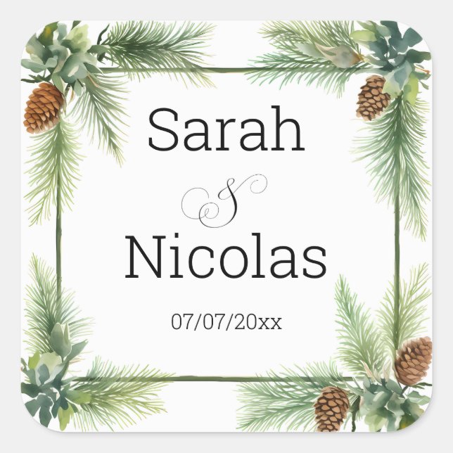 Wedding stickers personalized rustic (Front)