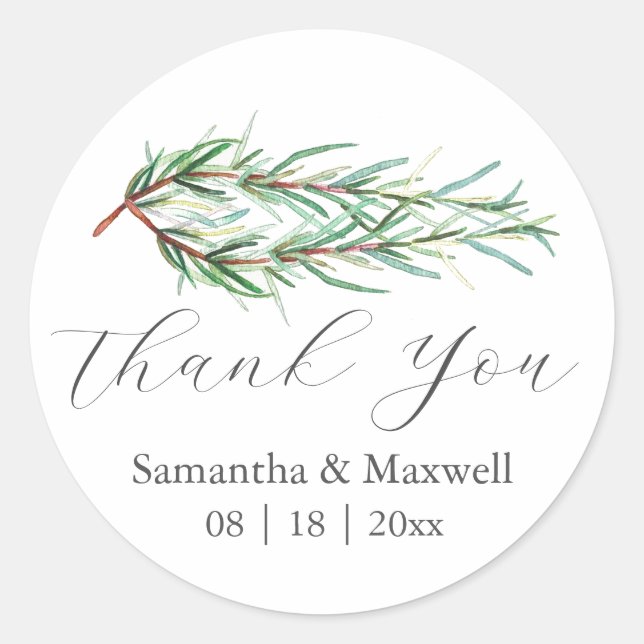 Wedding Stickers Thank You Simple Rosemary (Front)