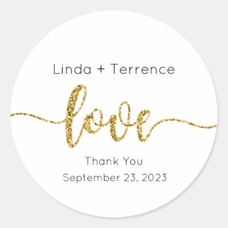 Wedding Stickers, Wedding Labels, Script, Love Classic Round Sticker