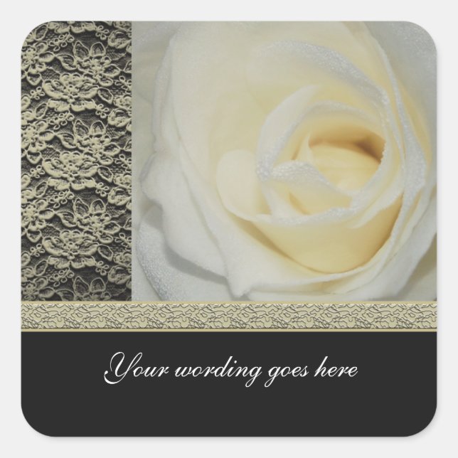 Wedding stickers - white roses customisable (Front)