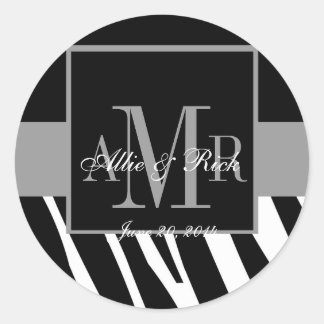 Wedding Stickers Zebra Monogram Names