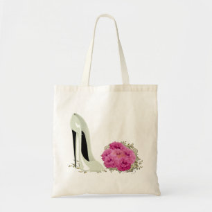 Wedding Stiletto Shoe and Bouquet of Roses Tote Bag