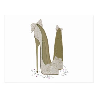 Wedding Stiletto Shoes Art Postcard