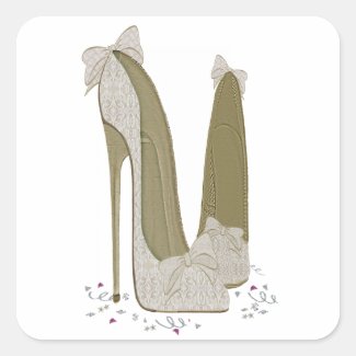 Wedding Stiletto Shoes Art Square Sticker