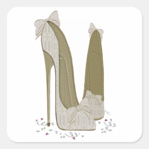 Wedding Stiletto Shoes Art Square Sticker