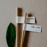 Wedding Straw Tag Drink Flag Hand Lettered Black