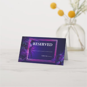 Wedding   Stunning Neon Purple Tropical Foliage Place Card