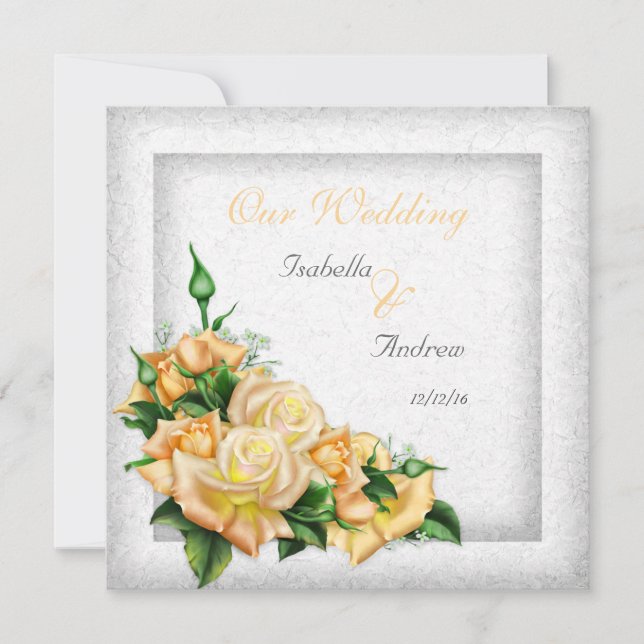 Wedding Stunning Yellow Rose Bouquet Invitation (Front)