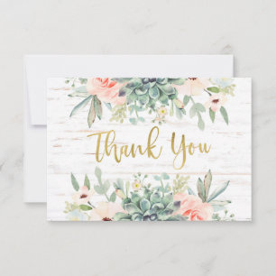 Wedding succulents thank you card