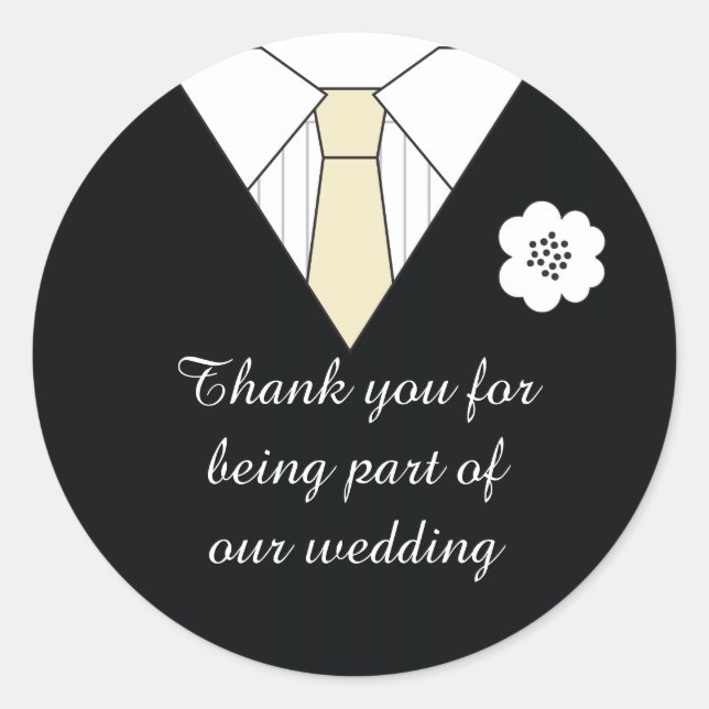 Wedding Suit Thank You Favour Stickers (Front)