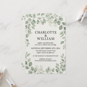 Wedding Suite, Sage Green Greenery Editable Invita Invitation