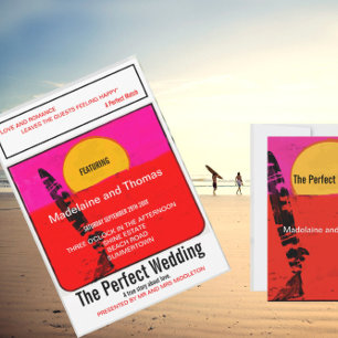 Wedding Summer Beach Retro Poster  Invitation