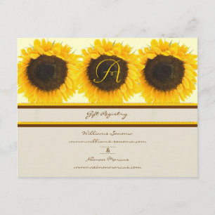Wedding Sunflower Insert Gift Registry Card