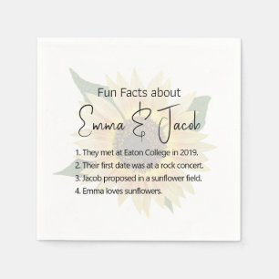 Wedding Sunflower with Fun Facts Napkin