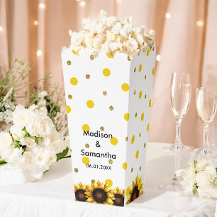 Wedding Sunflower Yellow White  Favour Box