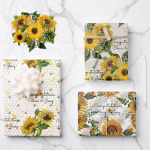 Wedding Sunflowers & Bees Add Names 3 Gift