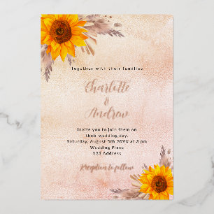 Wedding sunflowers pampas grass blush floral fall