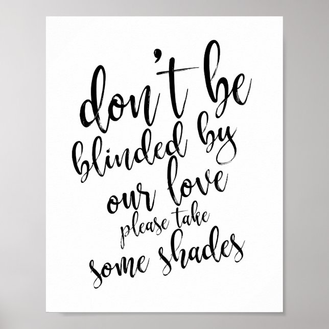 Wedding sunglasses favours 8x10 wedding sign (Front)