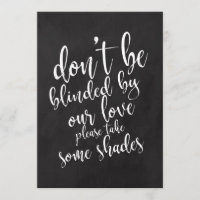 Wedding sunglasses favours cheap chalkboard sign