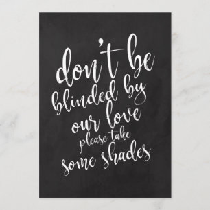 Wedding sunglasses favours cheap chalkboard sign invitation