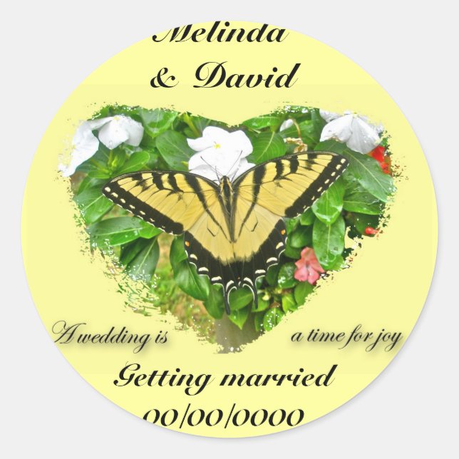 Wedding Swallowtail Butterfly Items Classic Round Sticker (Front)