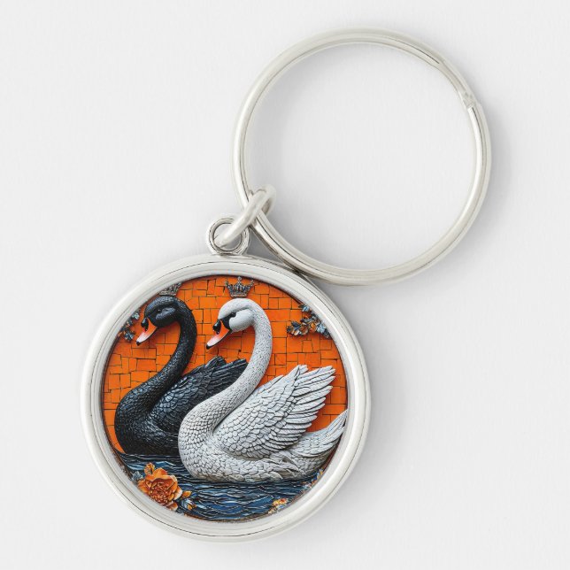 Wedding Swans Key Ring (Front)