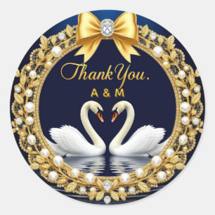 Wedding Swans With Rings For Couple Celebration Classic Round Sticker