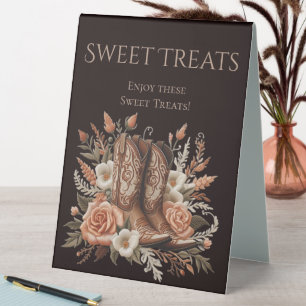 Wedding Sweet Treats Sign-Cowboy Boots and Flowers