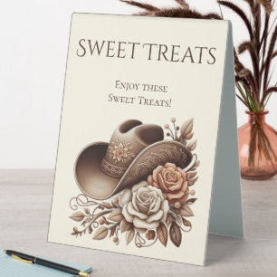 Wedding Sweet Treats Sign-Cowgirl Hat with Flowers